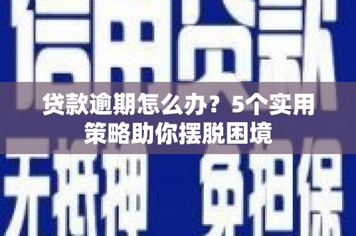 港南贷款逾期怎么办？5个实用策略助你摆脱困境