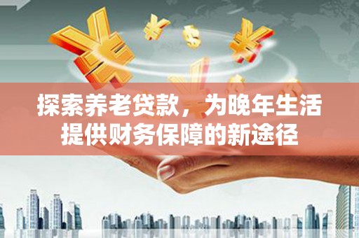 沈河探索养老贷款，为晚年生活提供财务保障的新途径