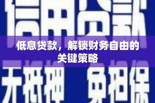 新河低息贷款，解锁财务自由的关键策略