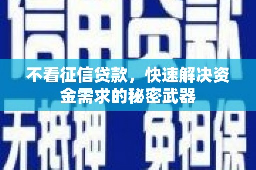 名间不看征信贷款，快速解决资金需求的秘密武器